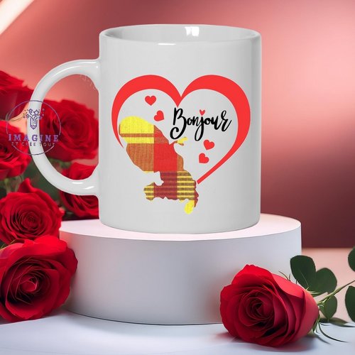Mug, tasse, personnalisation, mot, sublimation, love, saint valentin, février, bonjour, martinique madras