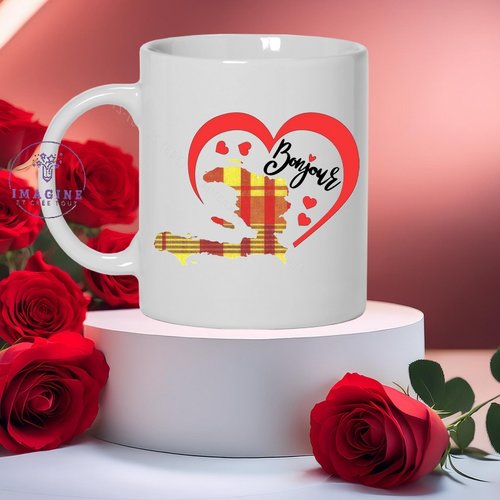 Mug, tasse, personnalisation, mot, sublimation, love, saint valentin, février, bonjour, haïti madras