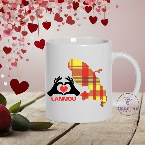 Mug carte martinique - madinina - fort de france - île aux fleurs - lanmou - ink madras - cadeau à offrir