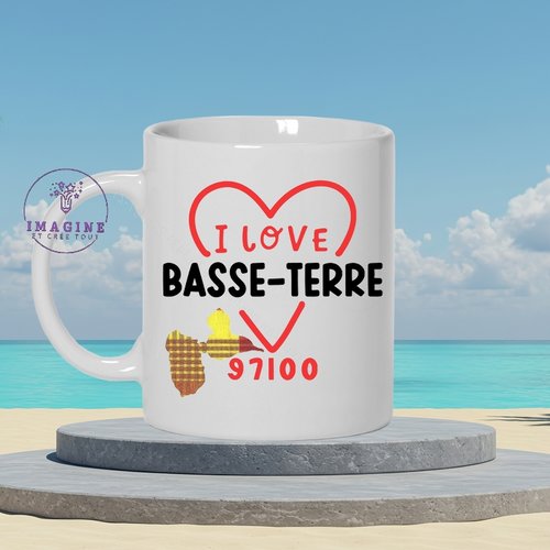 Mug basse-terre- commune de la guadeloupe - 97100 - les basse-terriens - cadeau à offrir