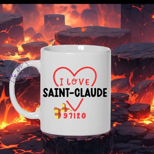 Mug saint-claude - commune de la guadeloupe - 97120 - les sanclaudiens - la soufrière - cadeau à offrir