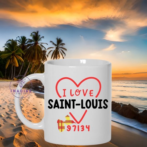 Mug saint-louis - commune de la guadeloupe - 97134 - les ludoviciens - cadeau à offrir