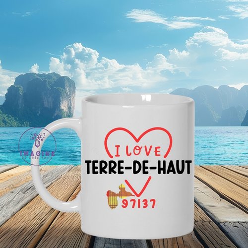 Mug terre-de-haut - commune de la guadeloupe - 97137 - les saintois - plage de pompierre - cadeau à offrir