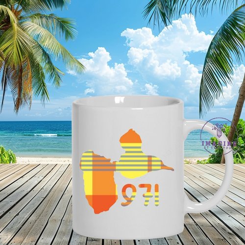 Mug guadeloupe 971 - basse-terre - pointe-à-pitre - colibris - karukéra - hibiscus - île aux belles eaux - cadeau à offrir
