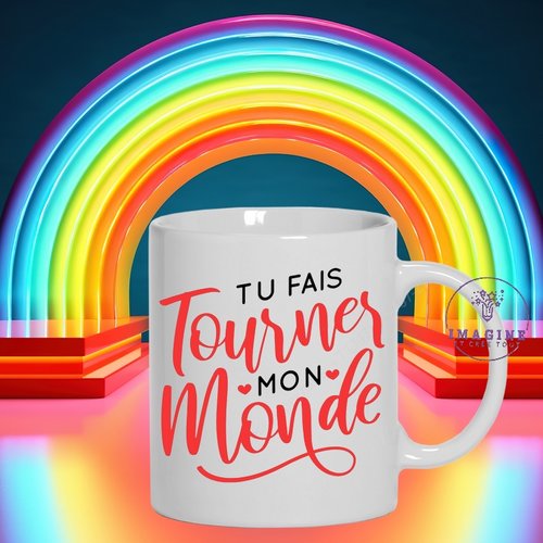 Mug tu fais tourner mon monde - fée - cœurs - fairy - magique - cadeau à offrir