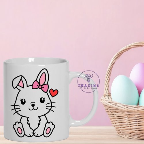 Mug mon petit lapin - œuf - cœurs - bunny - lapin - fille - chocolat - cadeau à offrir