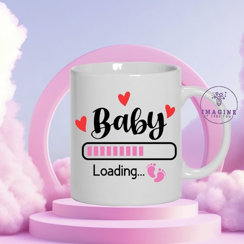 Mug baby shower - future maman - cœurs - fille - love - baby girl - gender - cadeau à offrir