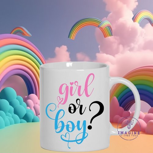 Mug baby shower - future maman - cœurs - fille ou garçon - love -  girl - boy - gender - cadeau à offrir