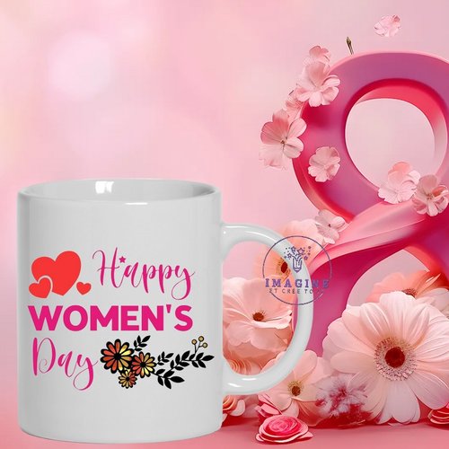 Mug happy women's day - cœurs - 8 mars - love -  journée de la femme - féminine - thème madras - cadeau à offrir