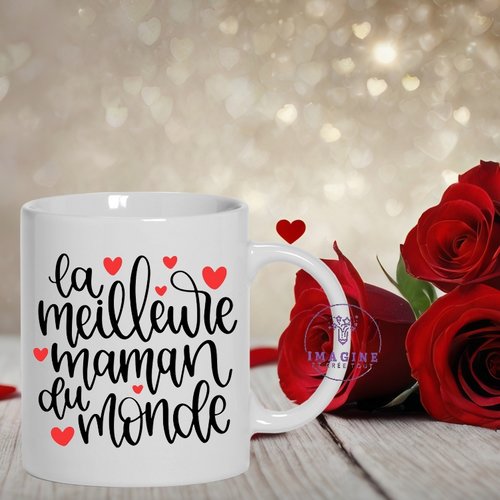 Mug la meilleure maman du monde - mother - love - cœurs - maternelle - tendresse - amour infini - cadeau à offrir