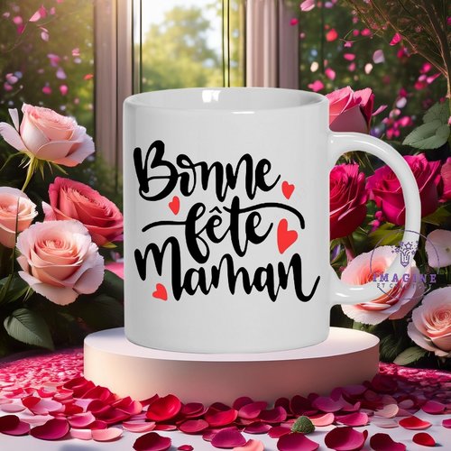 Mug bonne fête mamn - mother - love - cœurs - maternelle - tendresse - amour infini - bouquet - cadeau à offrir
