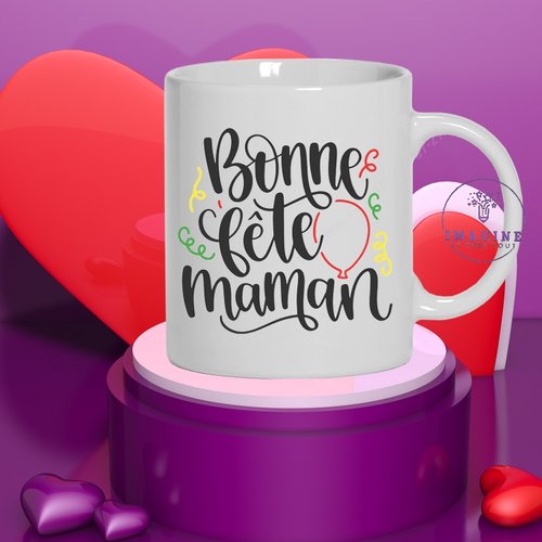 Mug bonne fête maman - mother - love - cœurs - maternelle - tendresse - amour infini - fils - cadeau à offrir