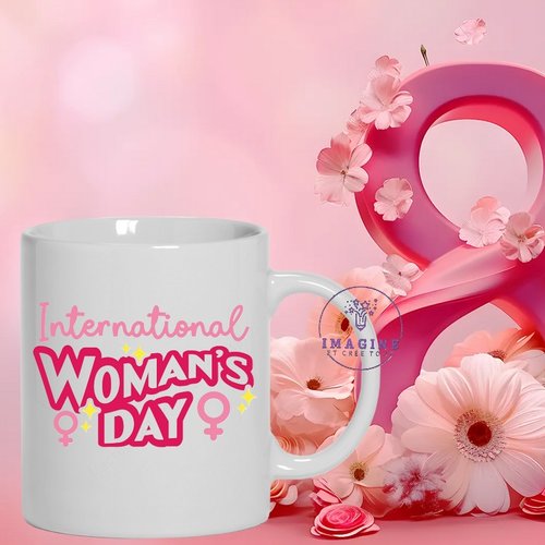 Mug happy woman's day - cœurs - 8 mars - love -  journée de la femme - féminine - droits des femmes - cadeau à offrir