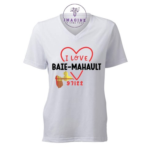 T-shirt personnalisé pour femme - v - commune guadeloupe - baie-mahault - la maison dupuy - cadeau à offrir