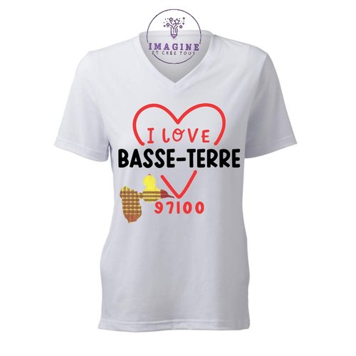 T-shirt personnalisé pour femme - v - commune guadeloupe - basse-terre - fort delgrés - cadeau à offrir