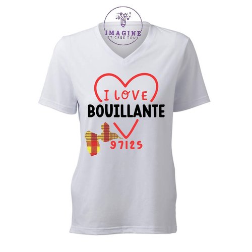 T-shirt personnalisé pour femme - v - commune guadeloupe - bouillante - parc de la source - réserve sous-marine cousteau