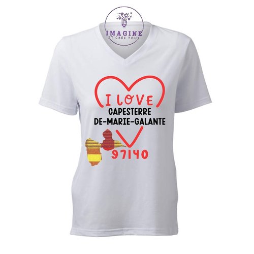 T-shirt personnalisé pour femme - v - commune guadeloupe - capesterre de marie galante - cadeau à offrir