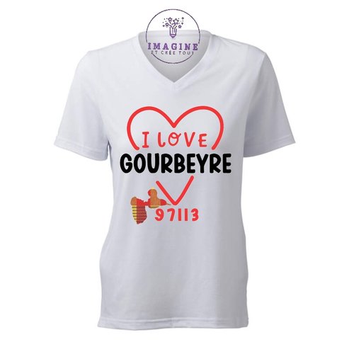 T-shirt personnalisé pour femme - v - commune guadeloupe - gourbeyre - le bassin bleu - les bains des amours - bains de dolé