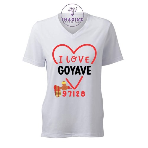 T-shirt personnalisé pour femme - v - commune guadeloupe - goyave - les chutes de moreau - le jardin aux mille fruits