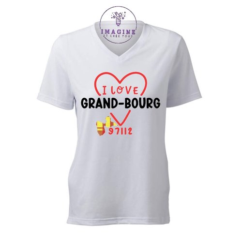 T-shirt personnalisé pour femme - v - commune guadeloupe - grand-bourg - les delices de siblet - la distillerie de poisson