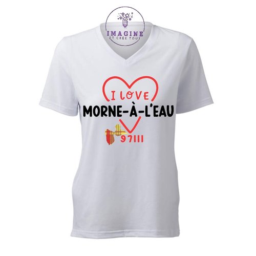 T-shirt personnalisé pour femme - v - commune guadeloupe - morne-à-l'eau - plage de babin - canal du rotours