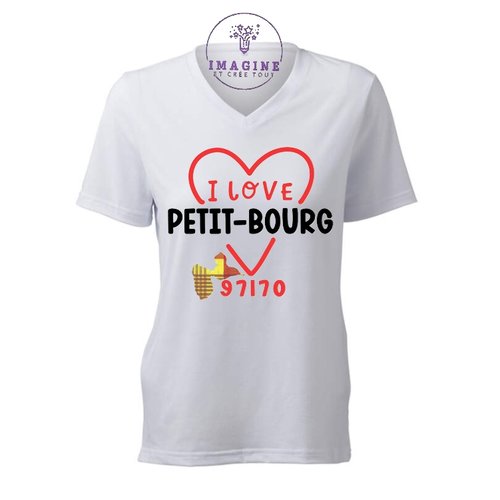 T-shirt personnalisé pour femme - v - commune guadeloupe - petit-bourg - jardin botanique devalombreuse