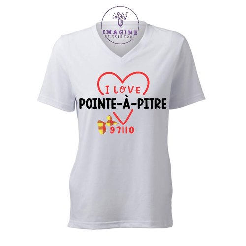 T-shirt personnalisé pour femme - v - commune guadeloupe - pointe-à-pitre - la place de la victoire - la cathédrale st pierre et st paul