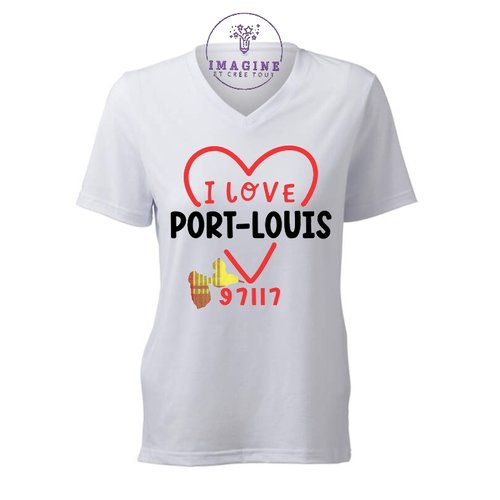 T-shirt personnalisé pour femme - v - commune guadeloupe - port-louis - plage de l'anse du souffleur
