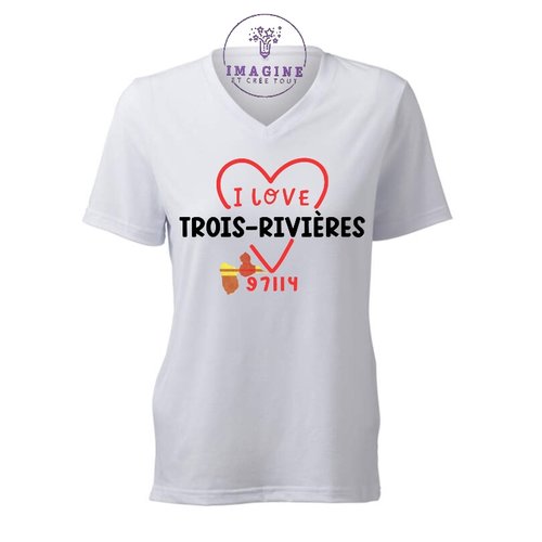 T-shirt personnalisé pour femme - v - commune guadeloupe - trois-rivières - roussel caveau des esclaves - parc des roches gravées