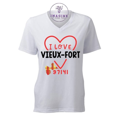 T-shirt personnalisé pour femme - v - commune guadeloupe - vieux-fort - le phare - bras-david river - inspiration plongée
