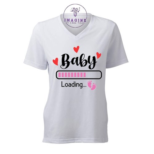 T-shirt personnalisé pour femme - encolure v - naissance fille - girl - baby shower