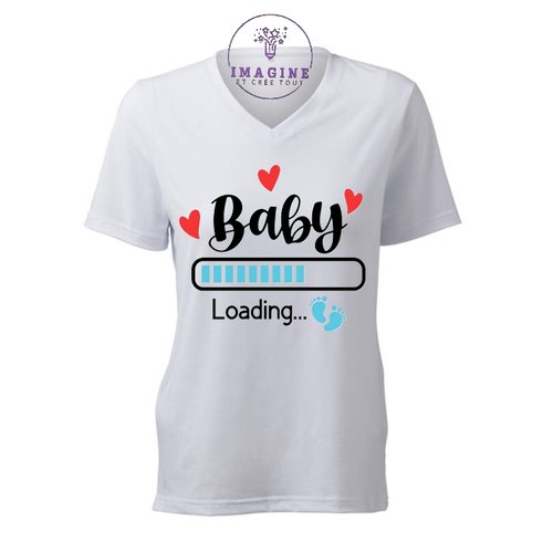 T-shirt personnalisé pour femme - encolure v - naissance garçon - boy - baby shower