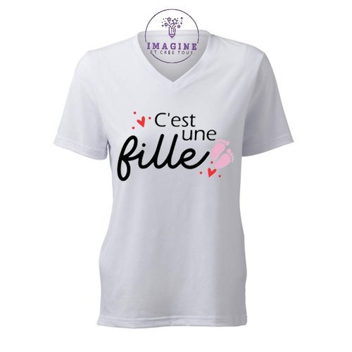 T-shirt personnalisé pour femme - encolure v - naissance fille - girl - baby shower
