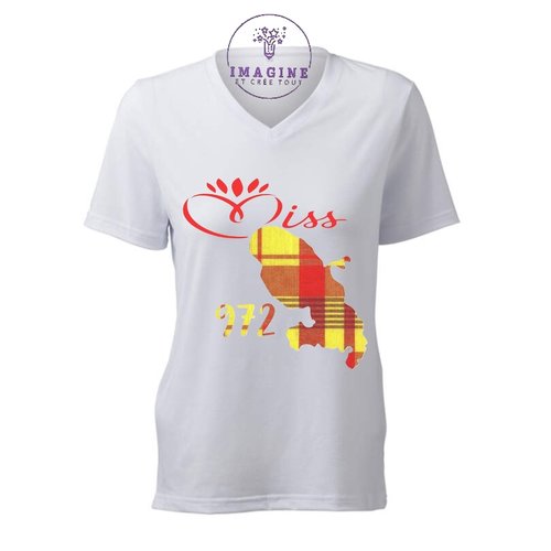 T-shirt personnalisé pour femme - encolure v - miss martinique - couronne - diadème - beauté - ambassadrice