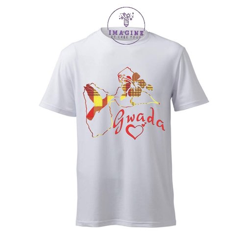 T-shirt personnalisé pour homme - ras du cou  -  colibri - guadeloupe - 971 - karukera - ile aux belles eaux - thème madras