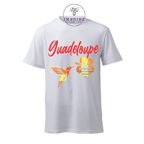 T-shirt personnalisé pour homme - ras du cou  -  colibri - guadeloupe - 971 - karukera - hibiscus - thème madras