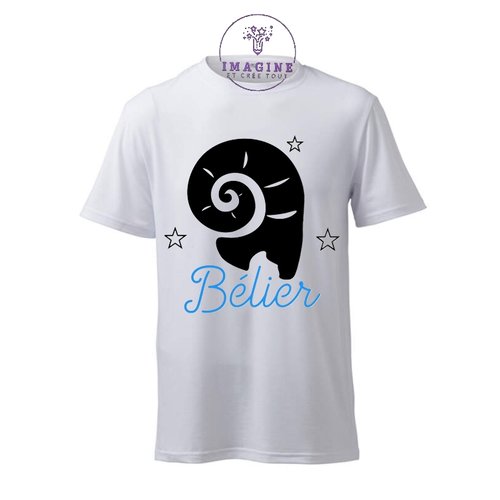 T-shirt personnalisé pour homme - ras du cou - signe du bélier - 21 mars - astrologie - feu - rouge - passion