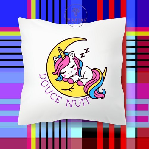 Taie personnalisé - lit - sommeil - dodo - fille - confort - douce nuit - lune - licorne