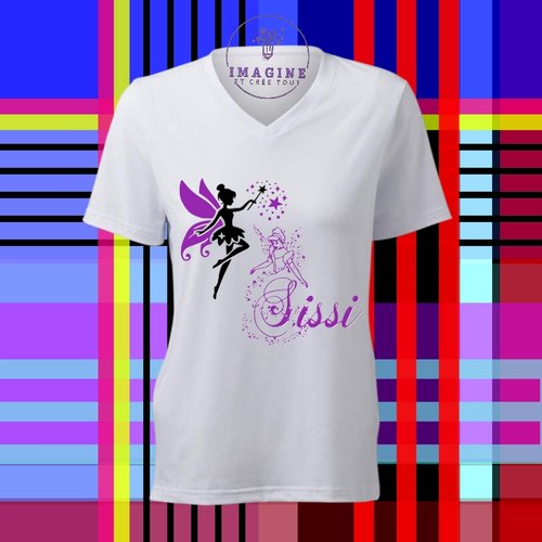 T-shirt personnalisé pour femme - encolure v - princesse - cendrillon - conte - fairy - fée -baguette magique