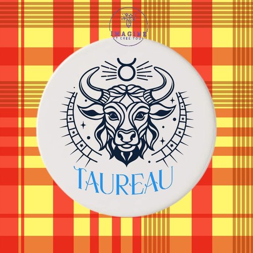 Sous verre en céramique - astrologie - signe - zodiacal - taureau - stable - persévérant