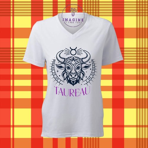 T-shirt personnalisé pour femme - encolure v - astrologique - zodiaque - signe - taureau - stable - persévérante
