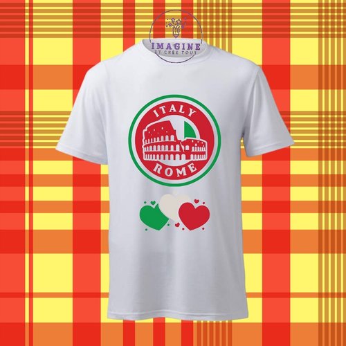 T-shirt personnalisé pour homme - ras du cou - le panthéon - colisée - italie - rome - pape françois - le vatican - basilique