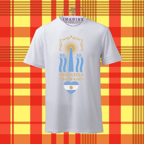 T-shirt personnalisé pour homme - ras du cou - argentine - buenos aires - chutes d'iguazù - ushuaia - mont fitz roy - soleil