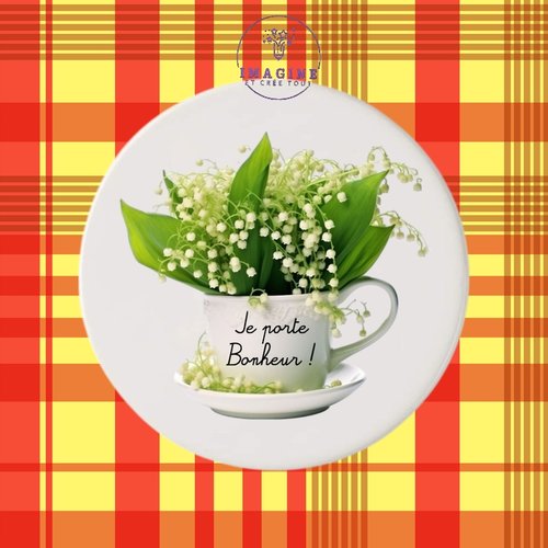 Sous verre en céramique - 1er mai - fête du travail - férié - muguet - porte bonheur - brins