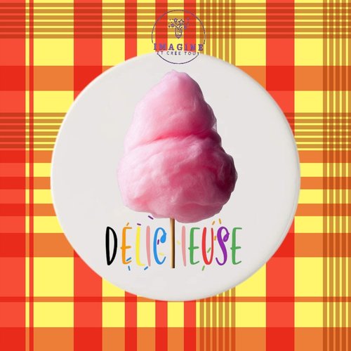 Sous verre en céramique - sublimation - barbapapa - sucre - candy - douceur - bonheur - délicieuse - saveur