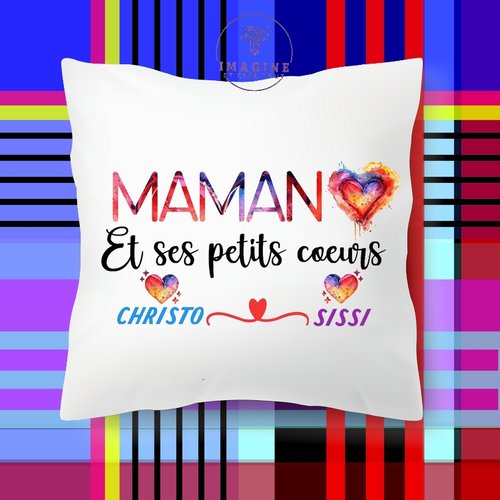 Taie personnalisé - lit - sommeil - maman - ses petits - cœurs - personnalisation - fête des mamans ( prénoms à préciser)