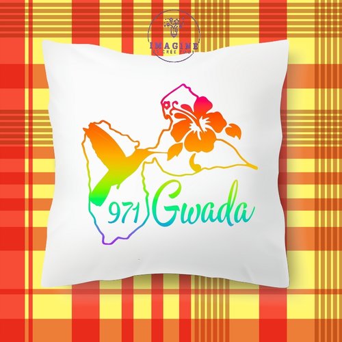 Taie personnalisé - lit - sommeil - sublimation - carte guadeloupe - 971 - gwada - karukera - colibri - hibiscus - arc en ciel