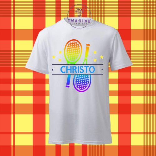 T-shirt personnalisé pour homme - ras du cou - roland - garros - tennis - balles - raquettes -suzanne-leglen (prénom à préciser)