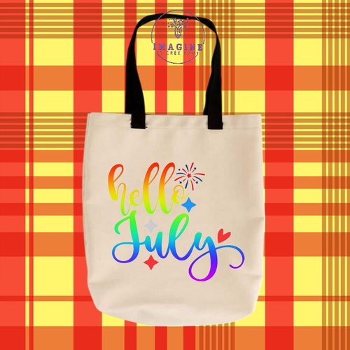 Tote bag personnalisable m - bonjour - hello - july - juillet - feux d'artifices