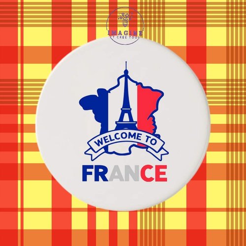 Sous verre en céramique - france - paris - tour eiffel - dame de fer - 14 juillet - bleu blanc rouge - fête nationale